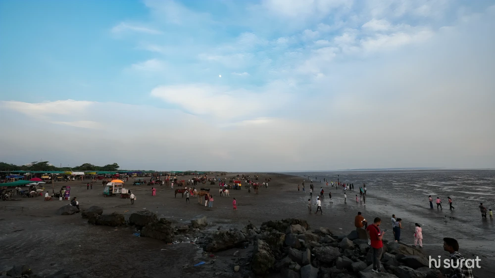 Black sand of Dumas Beach in Surat famous for ghost stories
